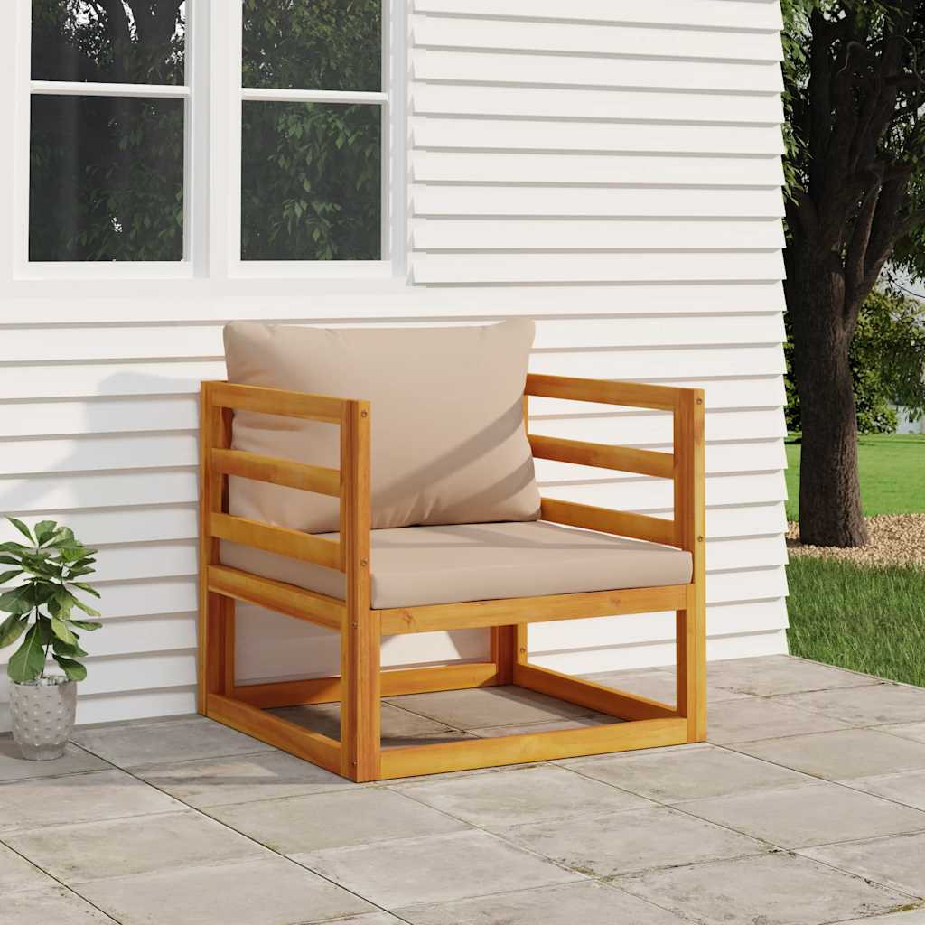 vidaXL Gartensessel mit Kissen Taupe Massivholz Akazie