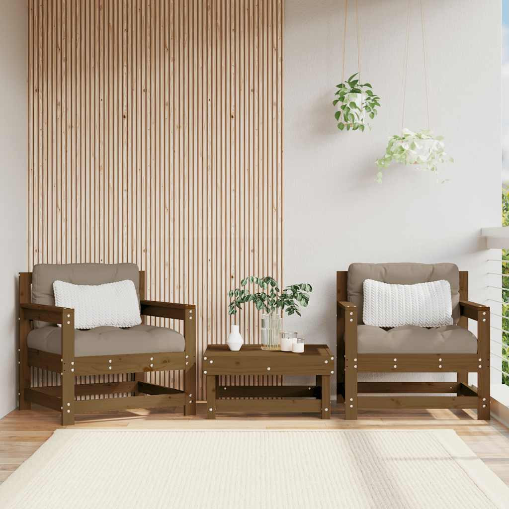 vidaXL Gartenstühle mit Kissen 2 Stk. Honigbraun Massivholz Kiefer