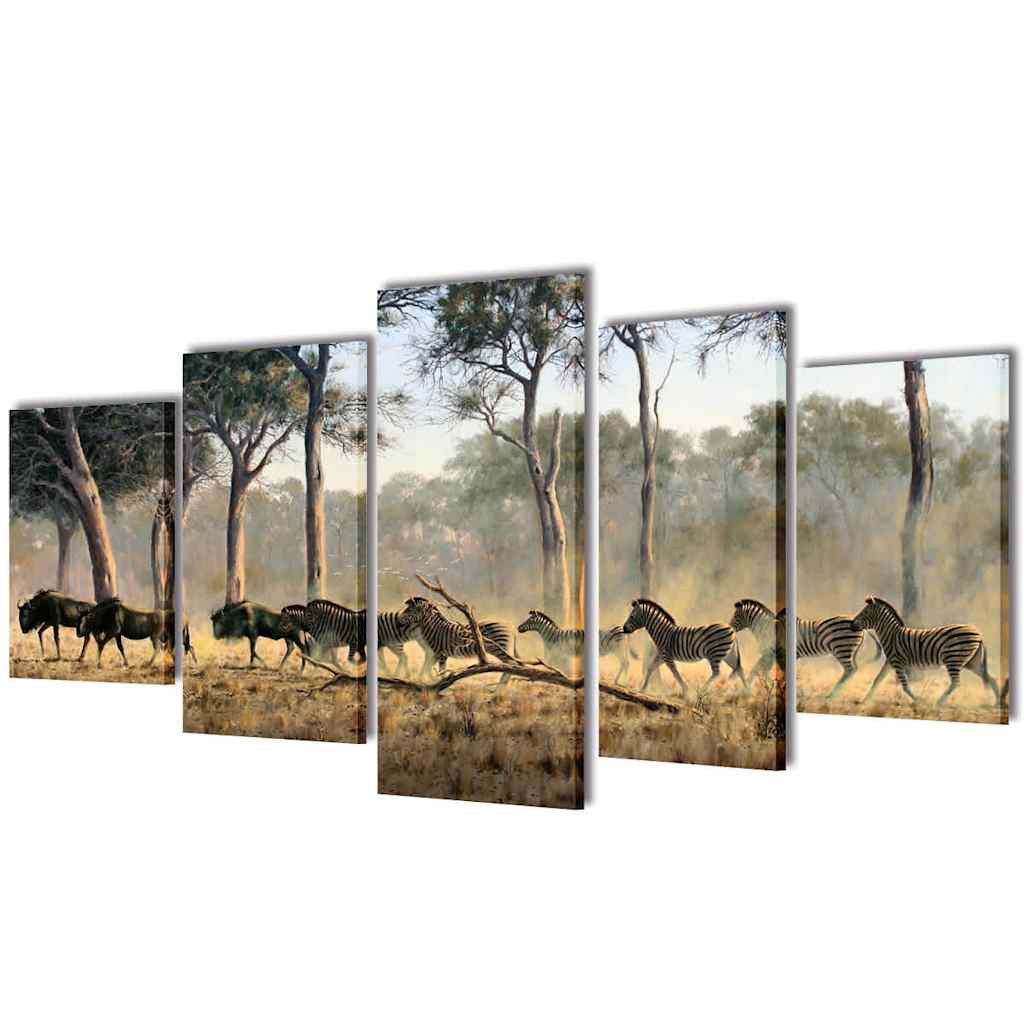 Bilder Dekoration Set Zebras 100 x 50 cm