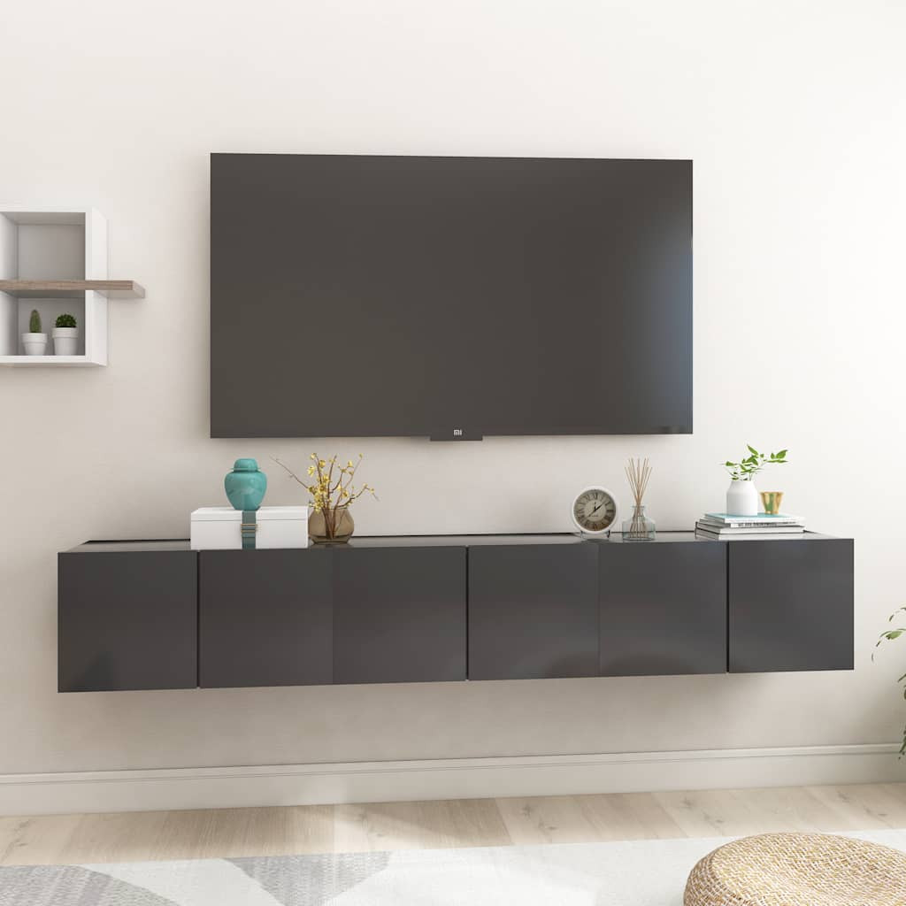 vidaXL TV-Hängeschränke 3 Stk. Grau 60x30x30 cm