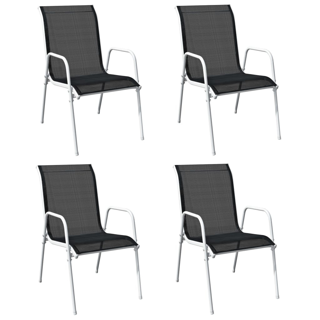 vidaXL Stapelbare Gartenstühle 4 Stk. Stahl und Textilene Schwarz
