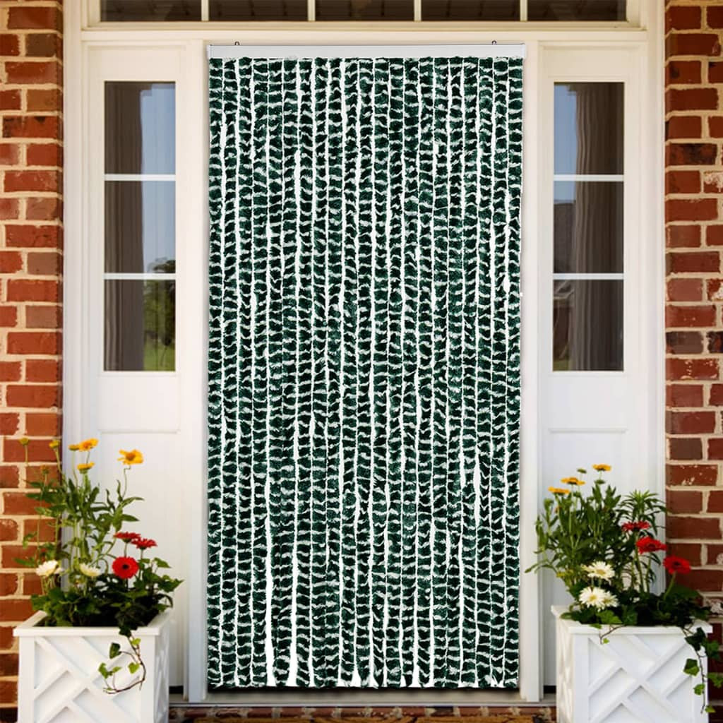 vidaXL Insektenschutz-Vorhang Grün und Weiß 90x220 cm Chenille