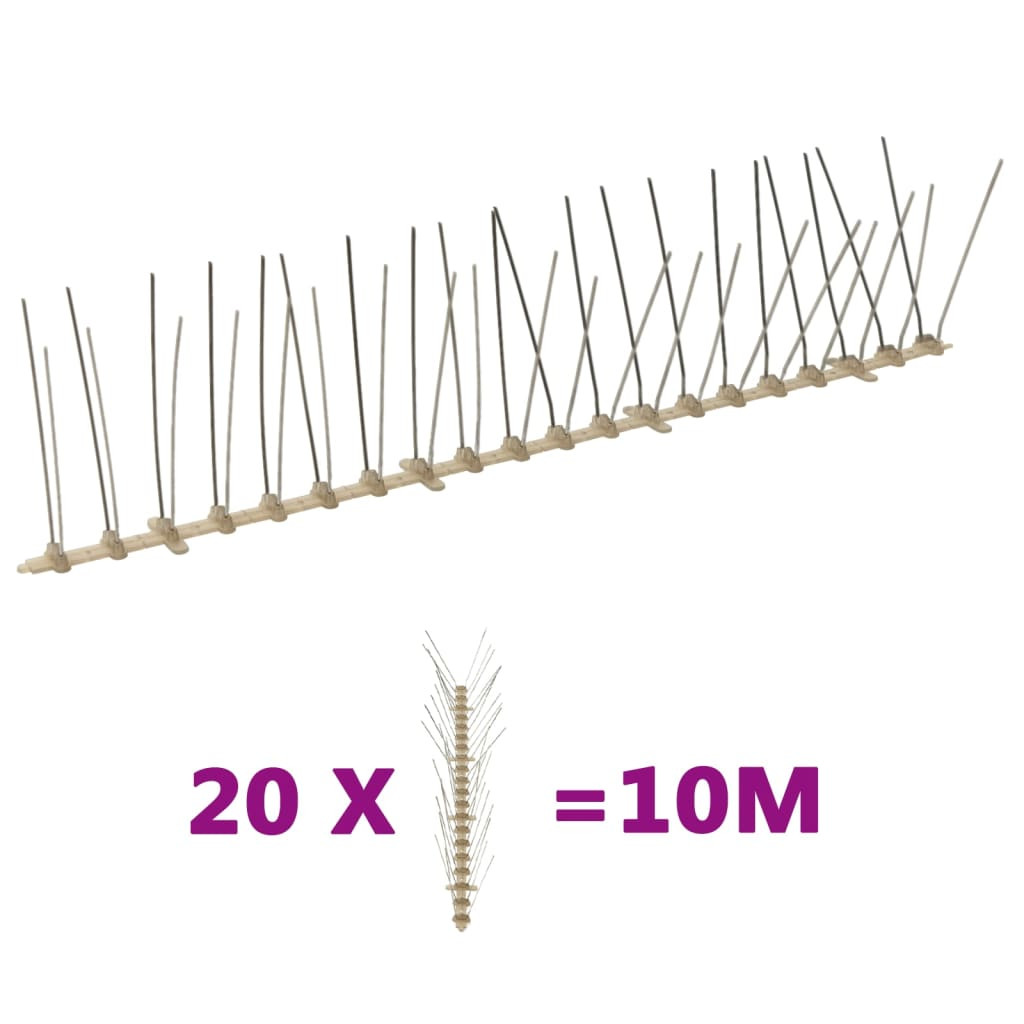 vidaXL 20-tlg. Vogelabwehr-Spikes-Set 10 m Kunststoff 4-reihig
