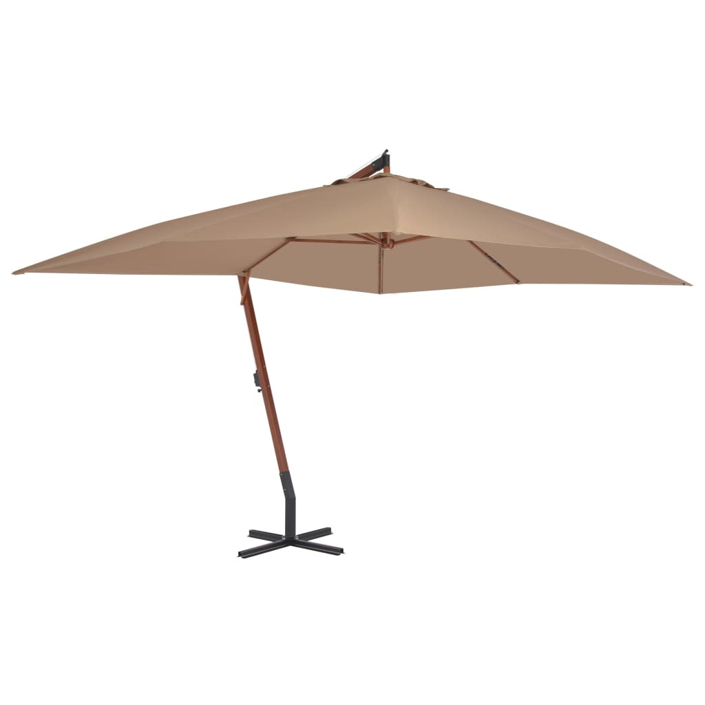 vidaXL Ampelschirm mit Holz-Mast 400x300 cm Taupe