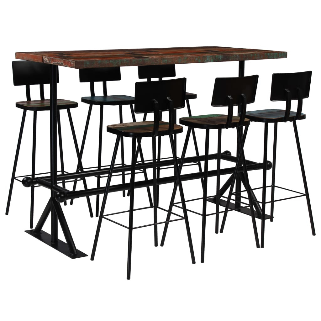 vidaXL Bar-Set 7-tlg. Massives Altholz Mehrfarbig