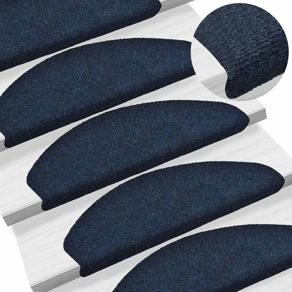 vidaXL Stufenmatten Selbstklebend 5 Stk. 65x21x4 cm Marineblau Halbrund Groß