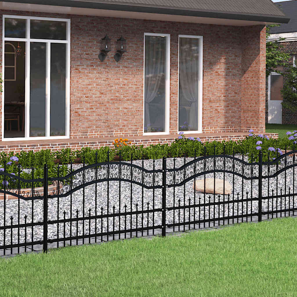 vidaXL Gartenzaun mit Speerspitze Schwarz 240 x 75 cm Pulverbeschichteter Stahl