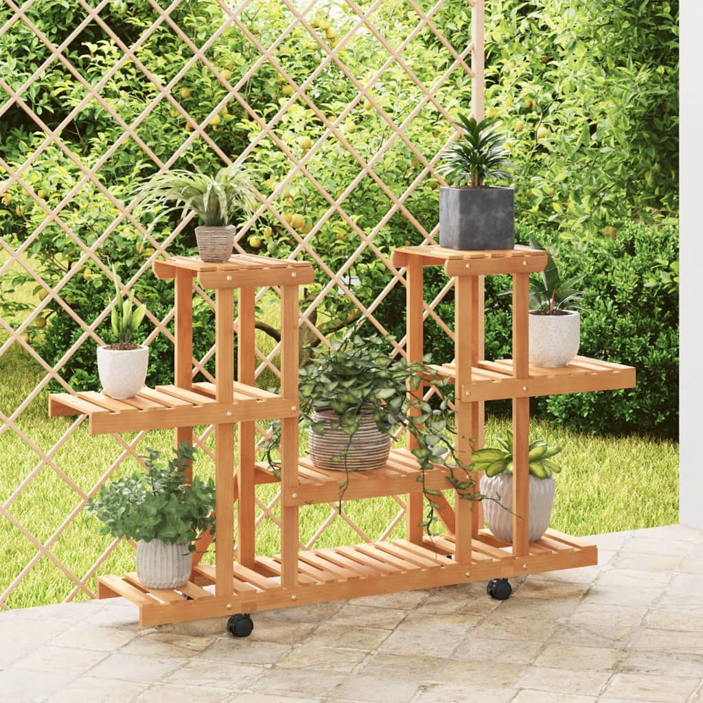 vidaXL Blumenständer mit Rollen 110x25x78 cm Massivholz Tanne