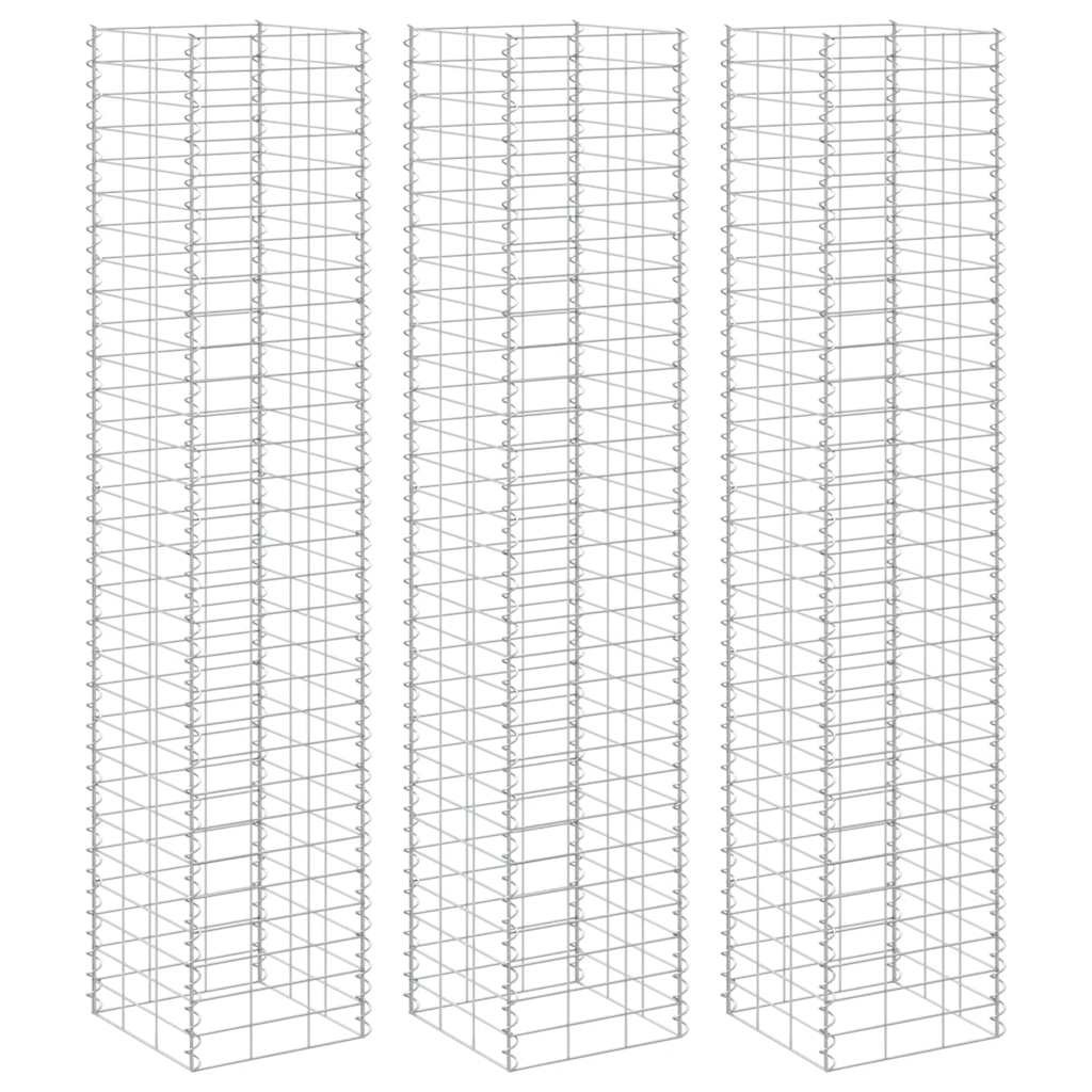 vidaXL Gabionen-Hochbeete 3 Stk. 30x30x200 cm Eisen