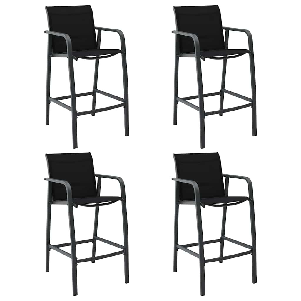vidaXL Garten-Barstühle 4 Stk. Schwarz Textilene