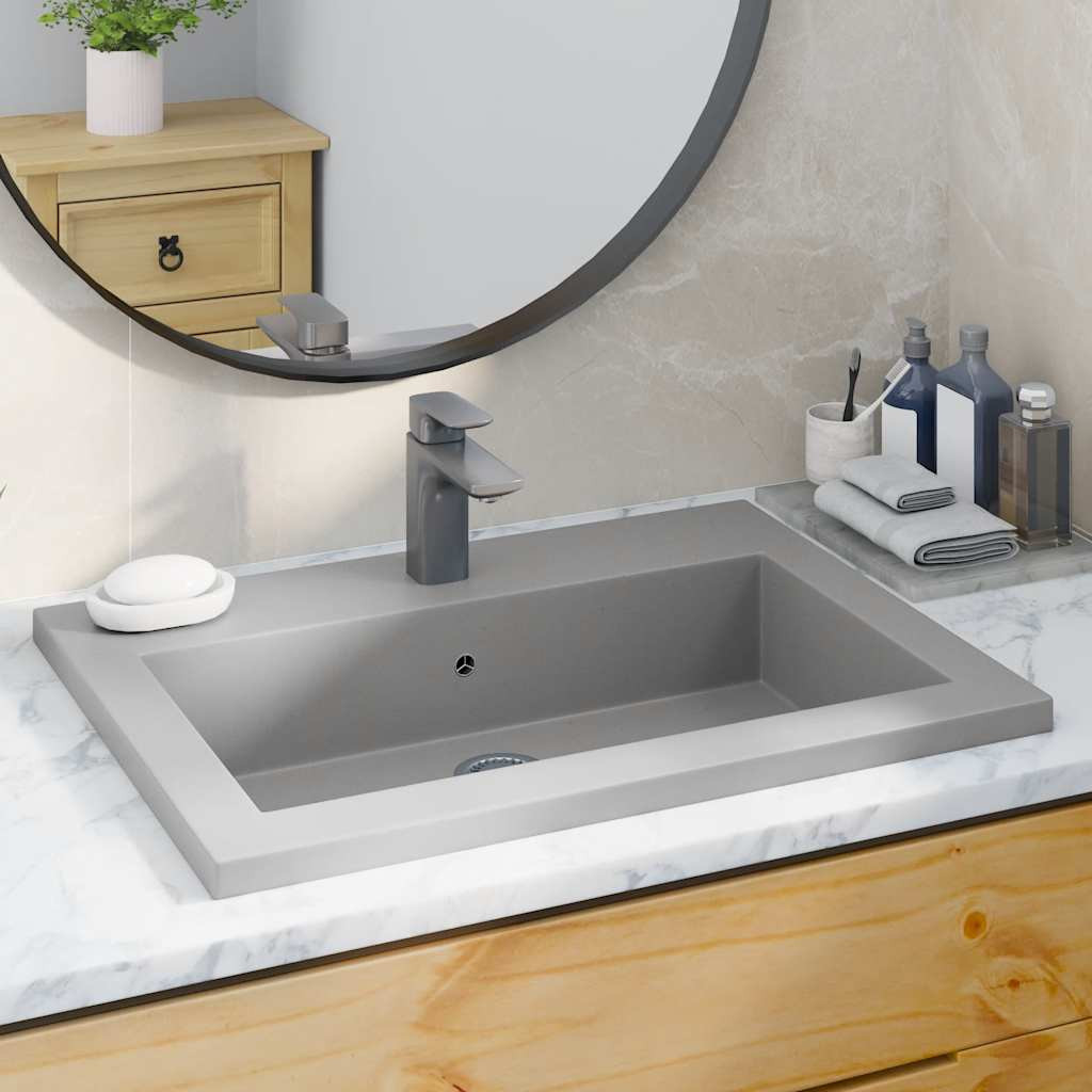 vidaXL Granitbecken 600×450×120 mm Grau