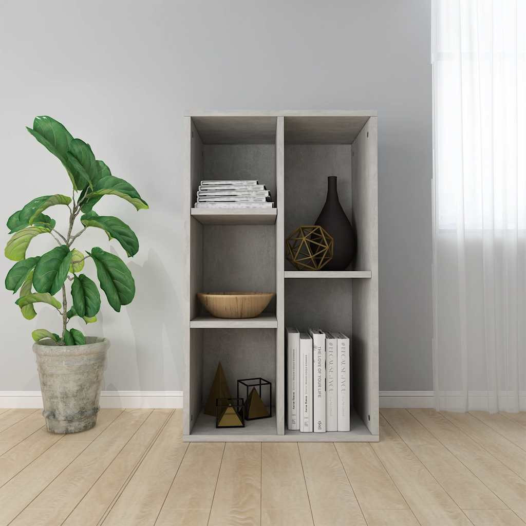vidaXL Bücherregal/Sideboard Betongrau 50x25x80 cm Holzwerkstoff