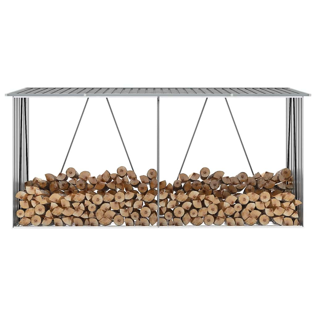 vidaXL Brennholzlager aus verzinktem Stahl 330x84x152 cm Grau