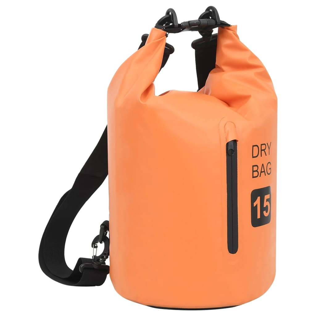 vidaXL Trockensack mit Reißverschluss Orange 15 L PVC