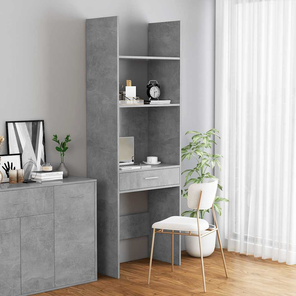 vidaXL Bücherregal Betongrau 60x35x180 cm Holzwerkstoff