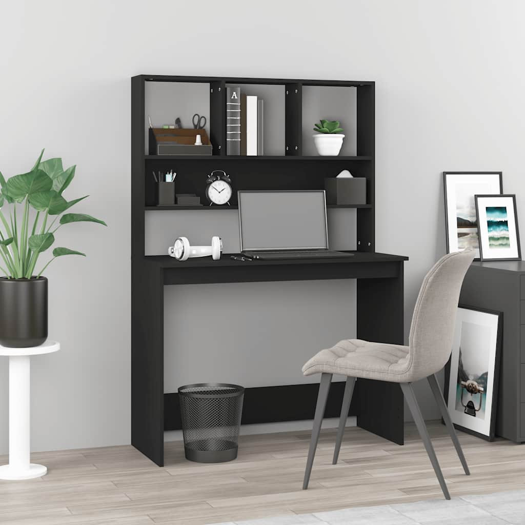vidaXL Schreibtisch mit Regal Schwarz 102x45x148 cm Holzwerkstoff