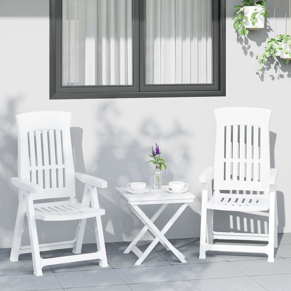 vidaXL Gartenstühle 2 Stk. Verstellbar Weiß PP