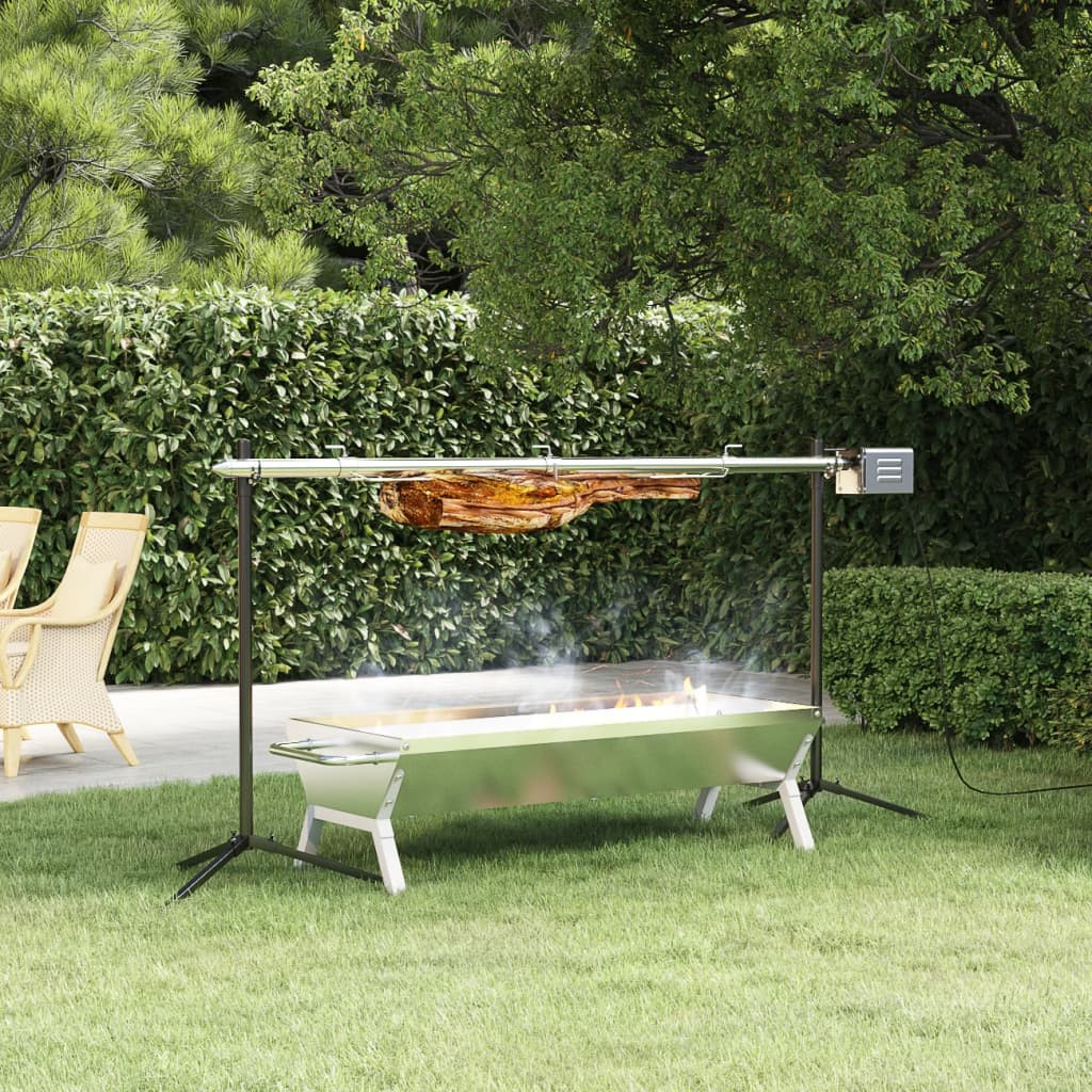 vidaXL Grill Silbern 118x42x30,5 cm Edelstahl