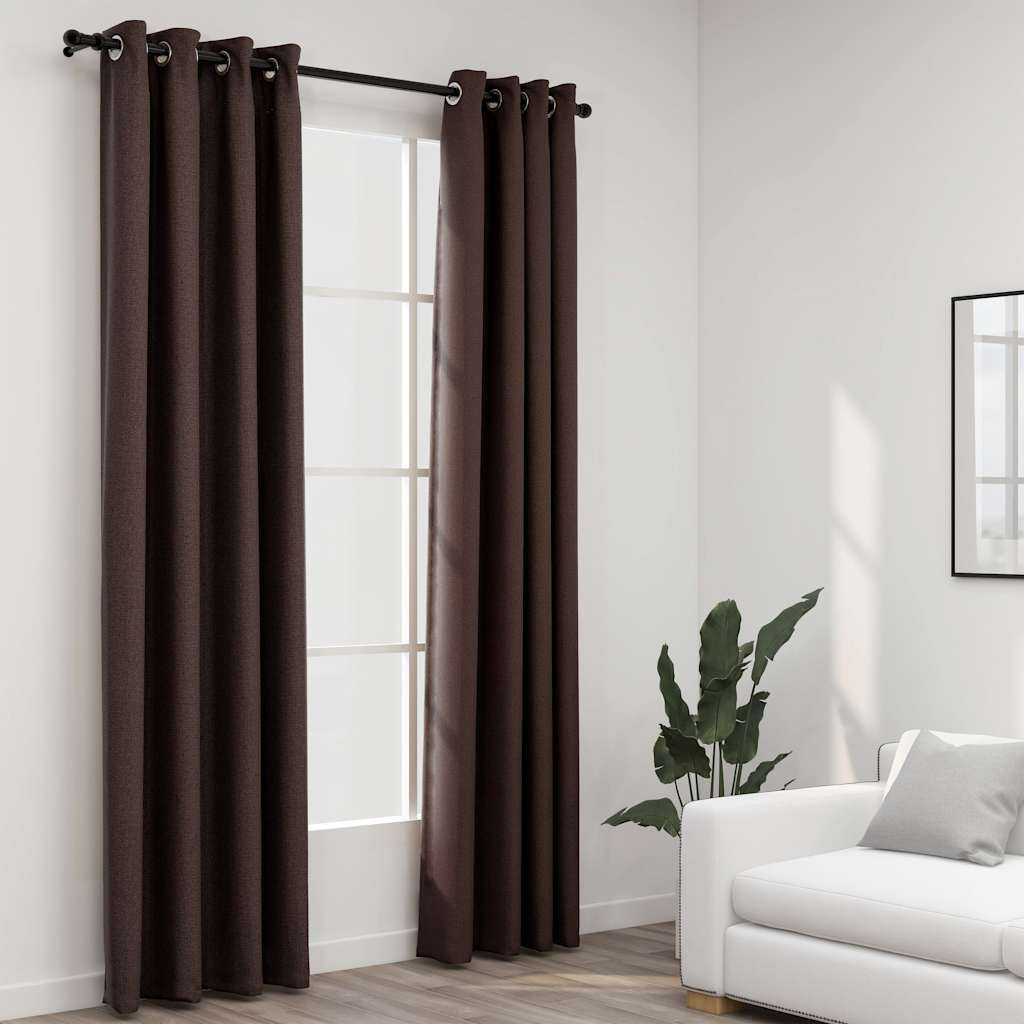 vidaXL Verdunkelungsvorhänge Ösen Leinenoptik 2 Stk. Taupe 140x245 cm