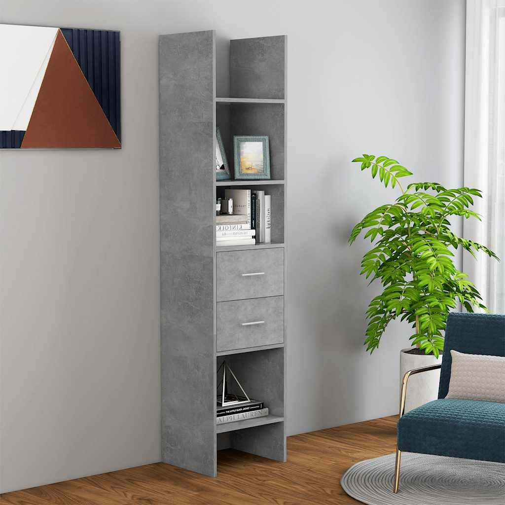 vidaXL Bücherregal Betongrau 40x35x180 cm Holzwerkstoff