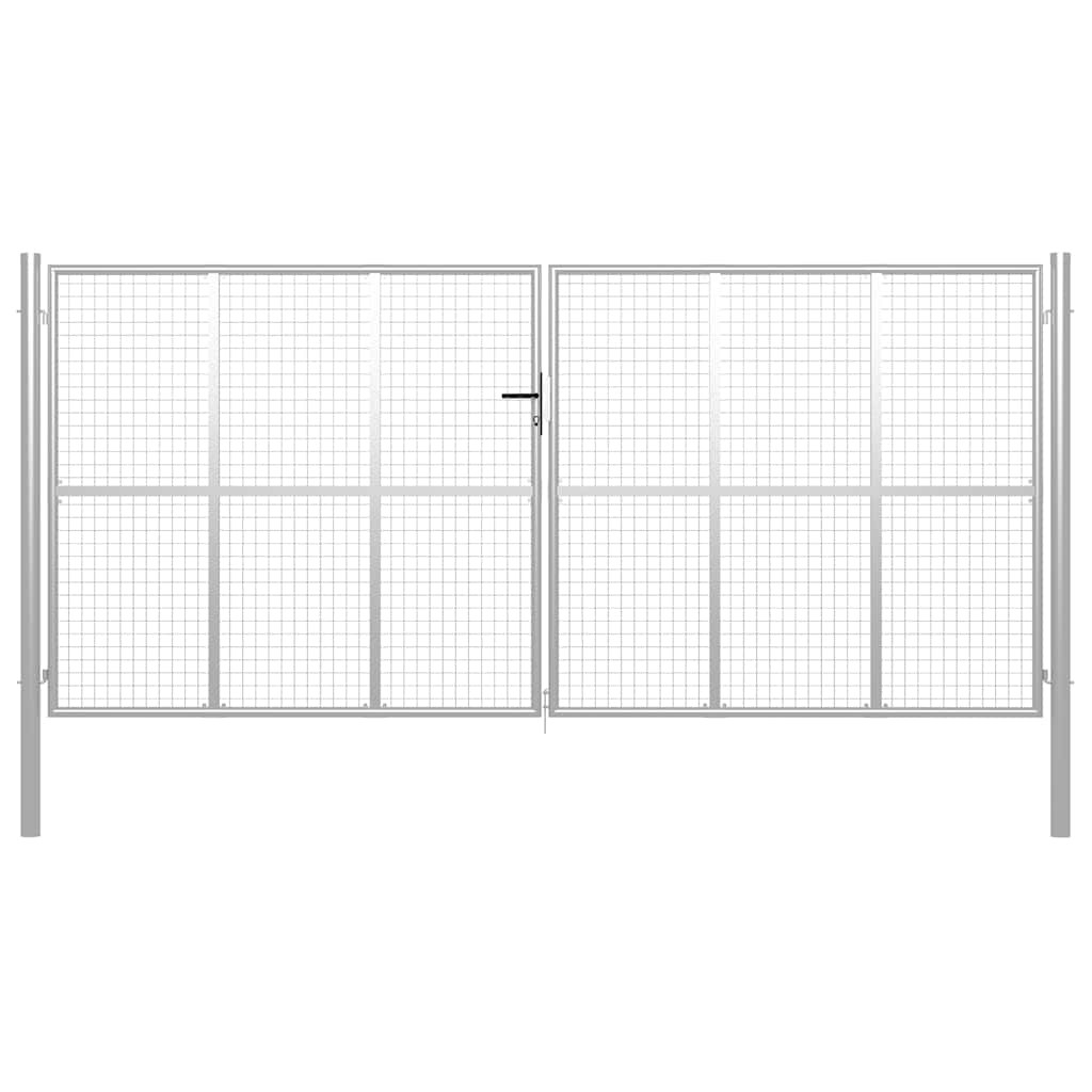vidaXL Gartentor verzinkter Stahl 400 x 200 cm Silber