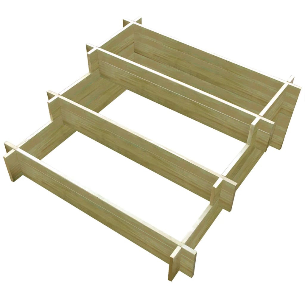 vidaXL 3-stufiger Pflanzkübel 90 x 90 x 35 cm Holz Imprägniert