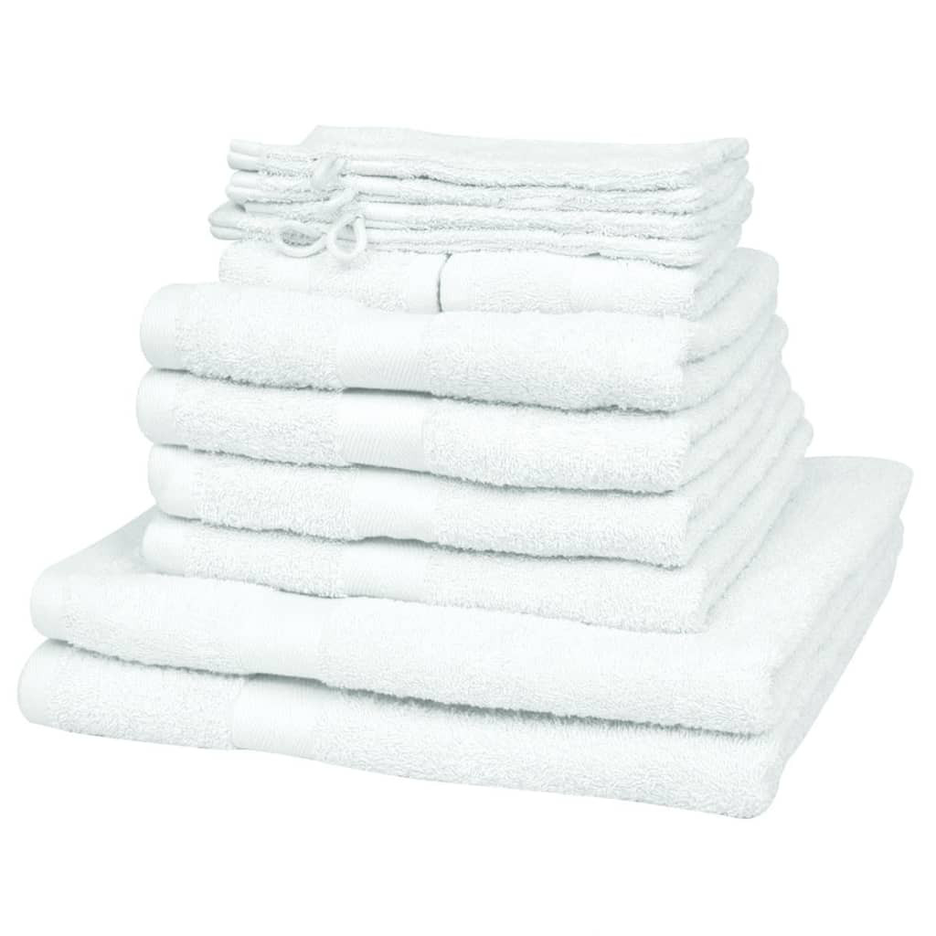 vidaXL 12-tlg. Heim-Handtuch-Set Baumwolle 500 g/m² Weiß
