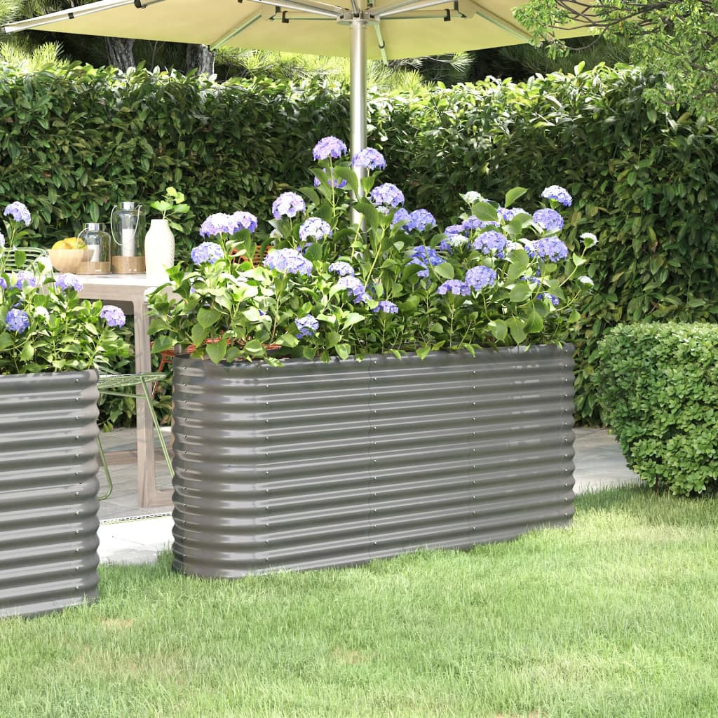 vidaXL Hochbeet Verzinkter Stahl 152x40x68 cm Grau