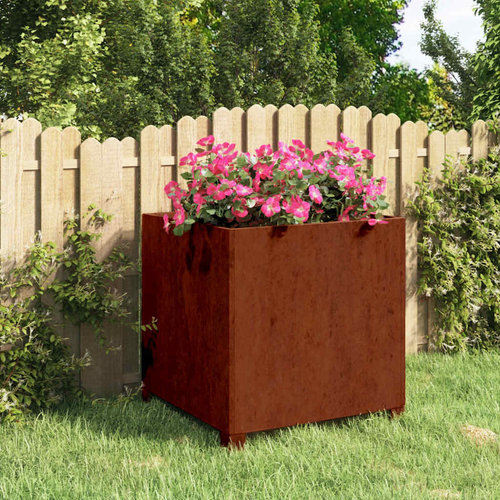 vidaXL Pflanzkübel mit Beinen Rostig 50x50x50 cm Cortenstahl