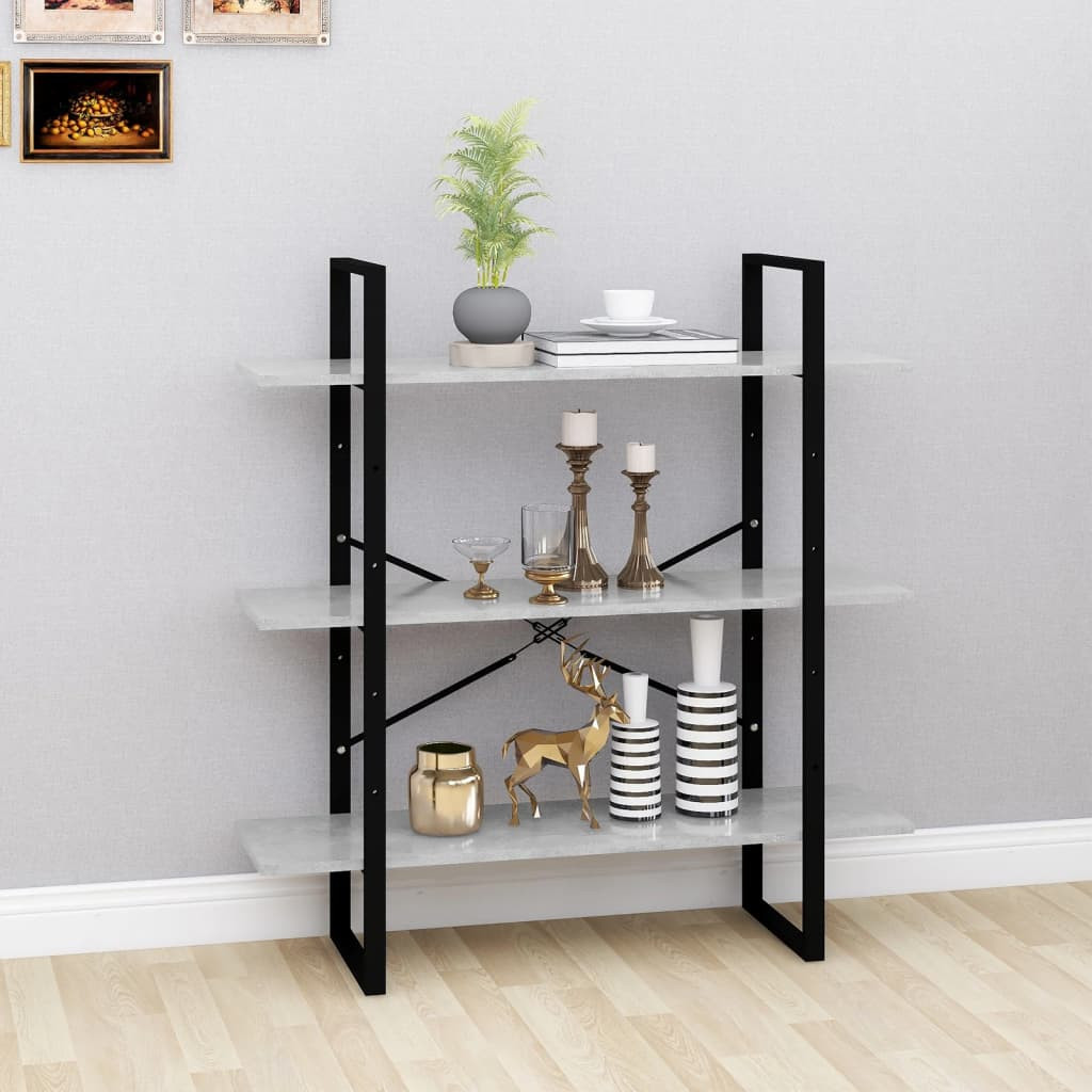 vidaXL Bücherregal Betongrau 100x30x105 cm Holzwerkstoff