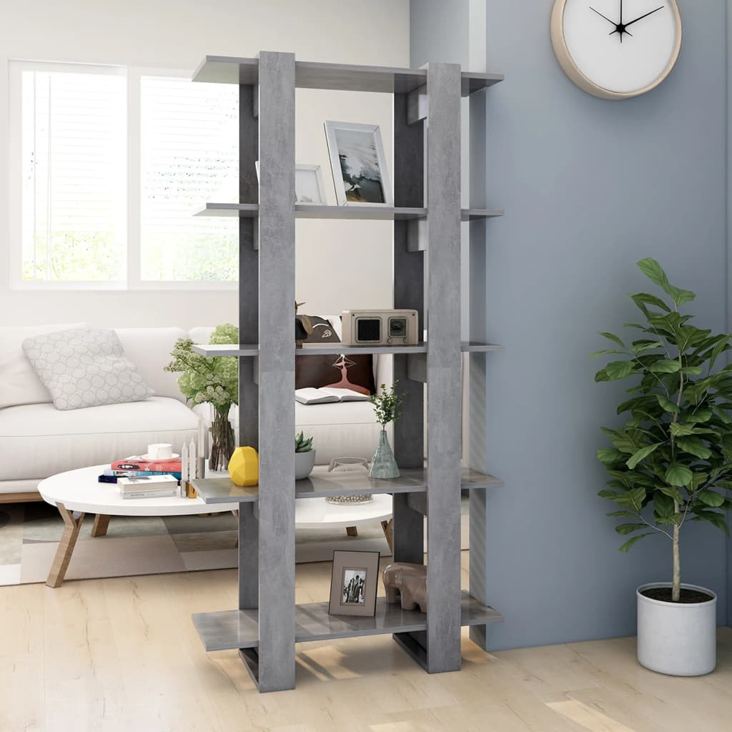 vidaXL Bücherregal/Raumteiler Betongrau 80x30x160 cm Holzwerkstoff