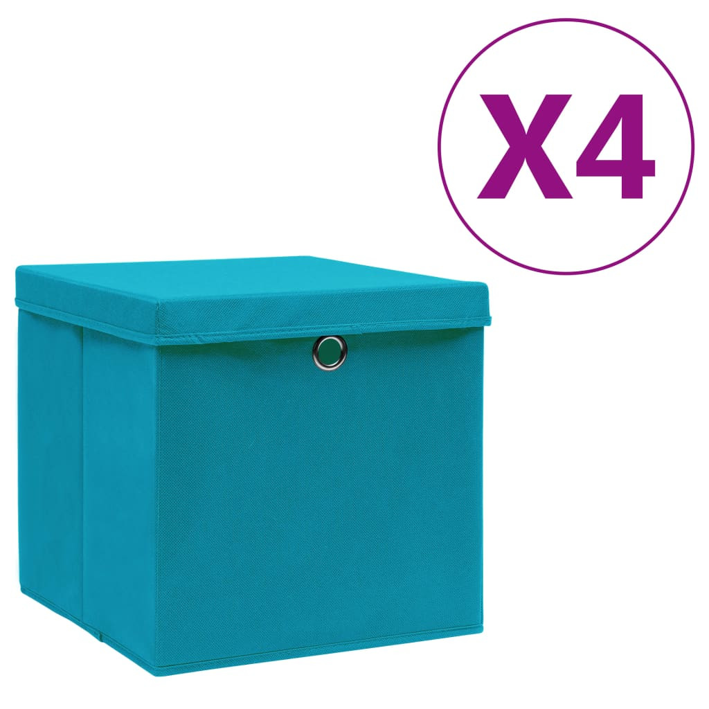 vidaXL Aufbewahrungsboxen mit Deckeln 4 Stk. 28x28x28 cm Babyblau