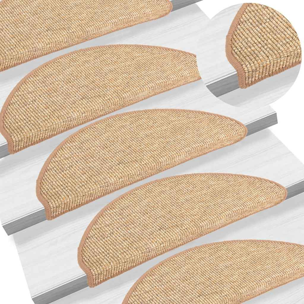 vidaXL Stufenmatten 15 Stk. 56x17x3 cm Hellbraun Halbrund