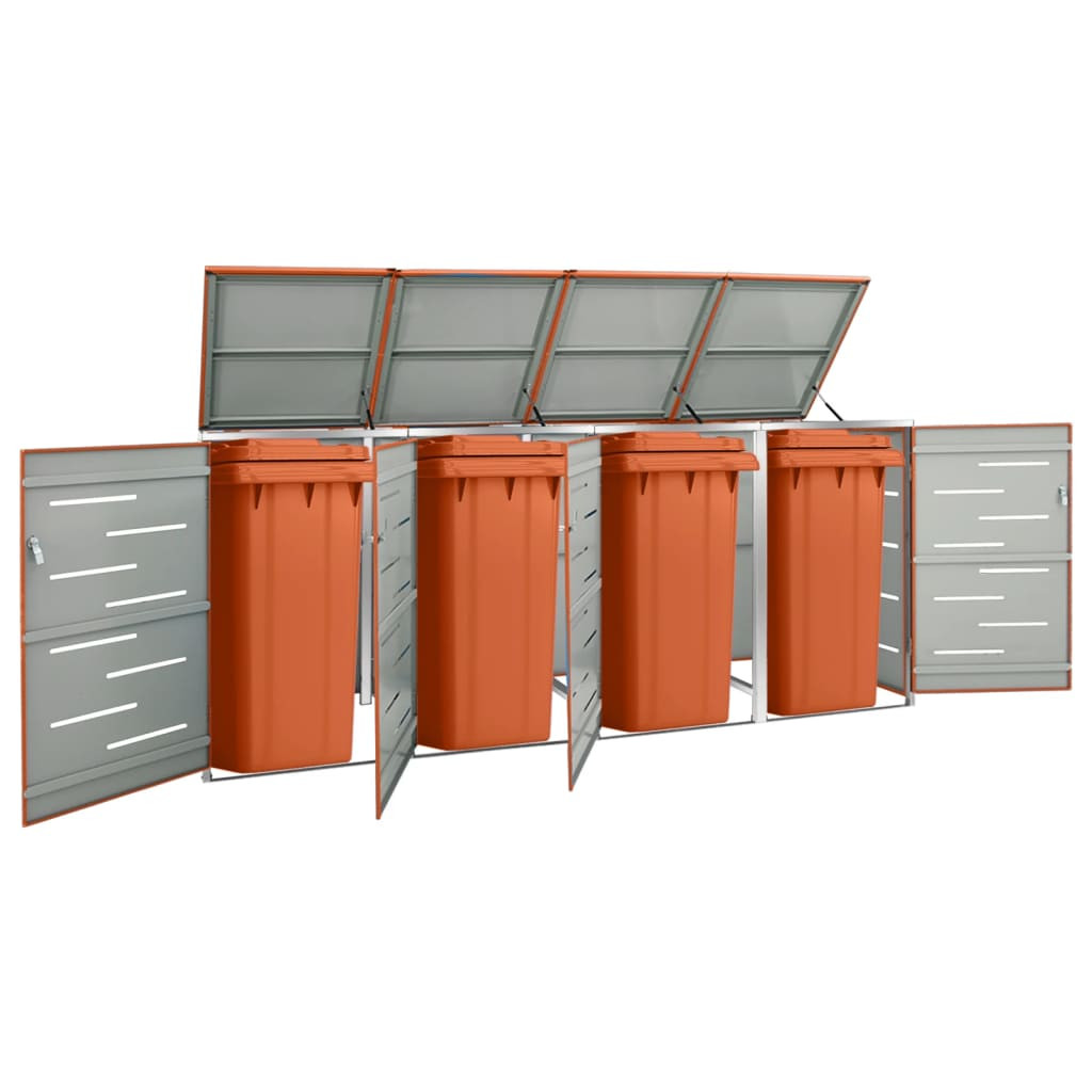 vidaXL Mülltonnenbox für 4 Tonnen 276,5x77,5x115 cm Edelstahl