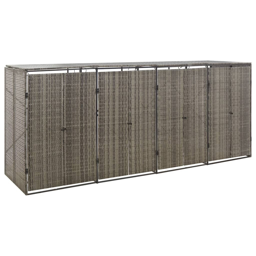 vidaXL Mülltonnenbox für 4 Tonnen Grau 274x80x117 cm Poly Rattan