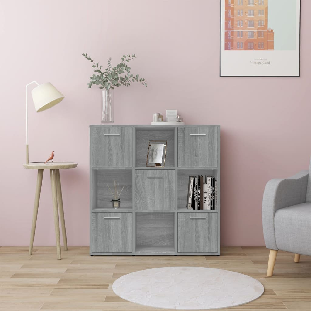 vidaXL Bücherregal Grau Sonoma 90x30x90 cm Holzwerkstoff