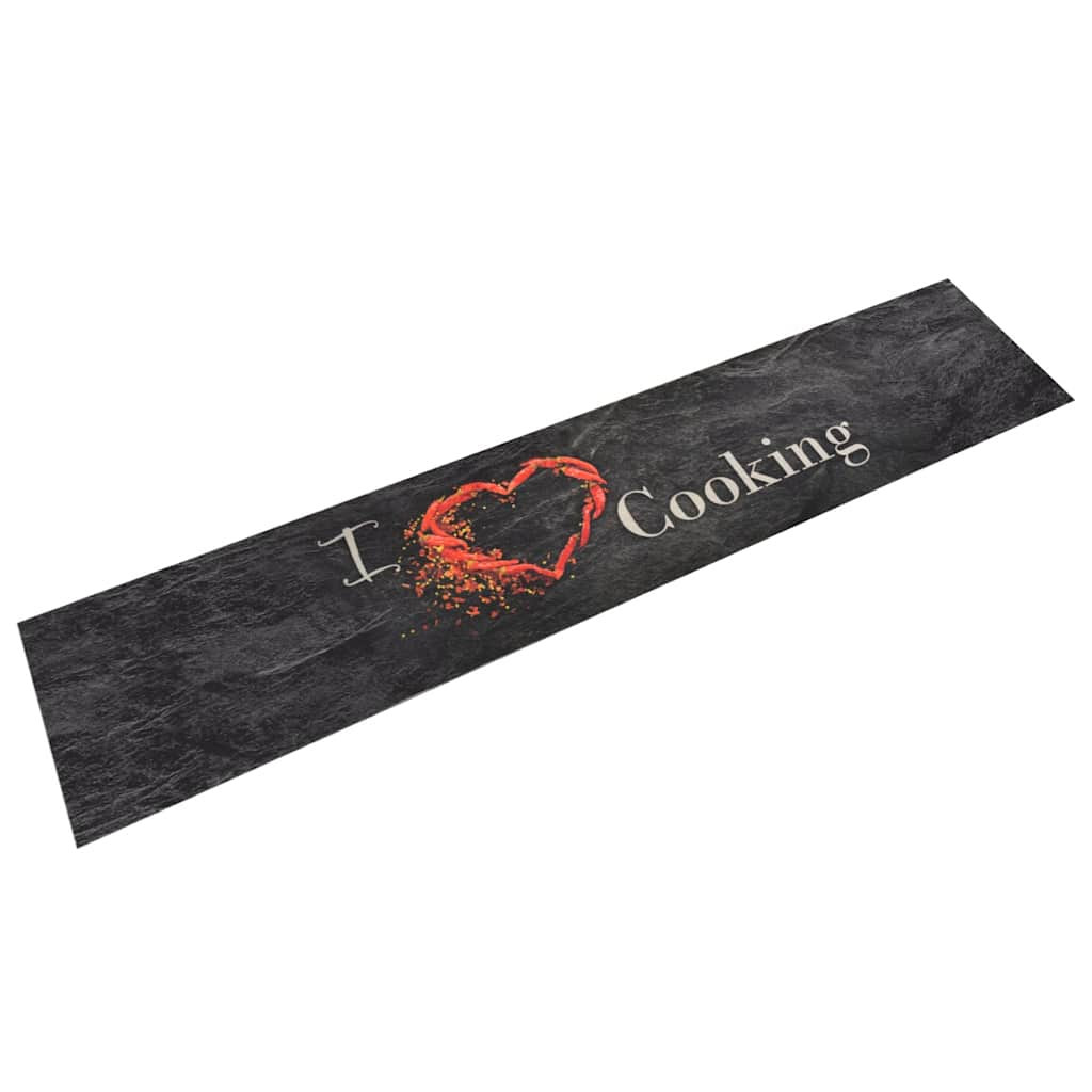 vidaXL Küchenteppich Waschbar Cooking Schwarz 60x300 cm Samt