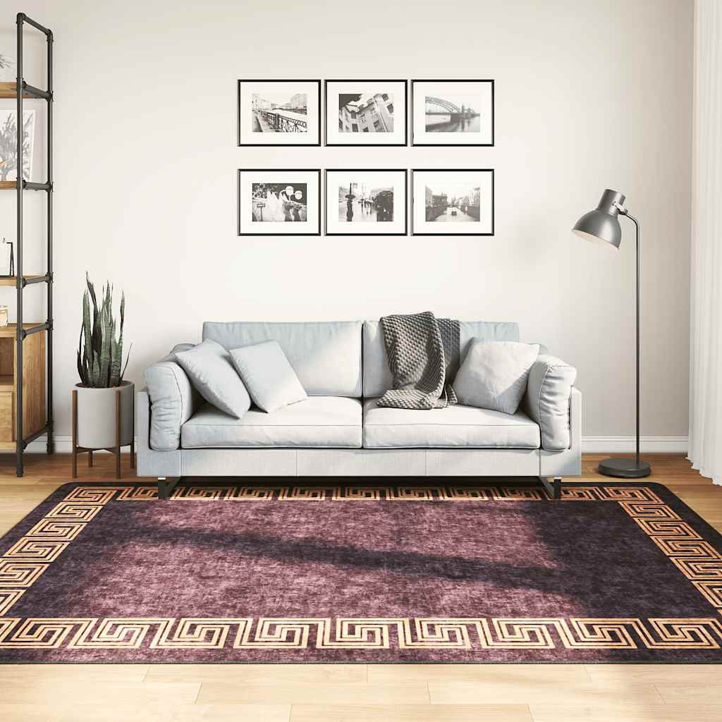 vidaXL Teppich Waschbar Schwarz und Golden 160x230 cm