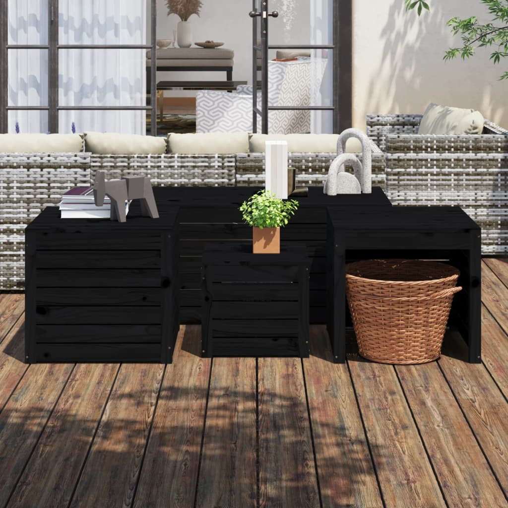 vidaXL 4-tlg. Gartenbox-Set Schwarz Massivholz Kiefer