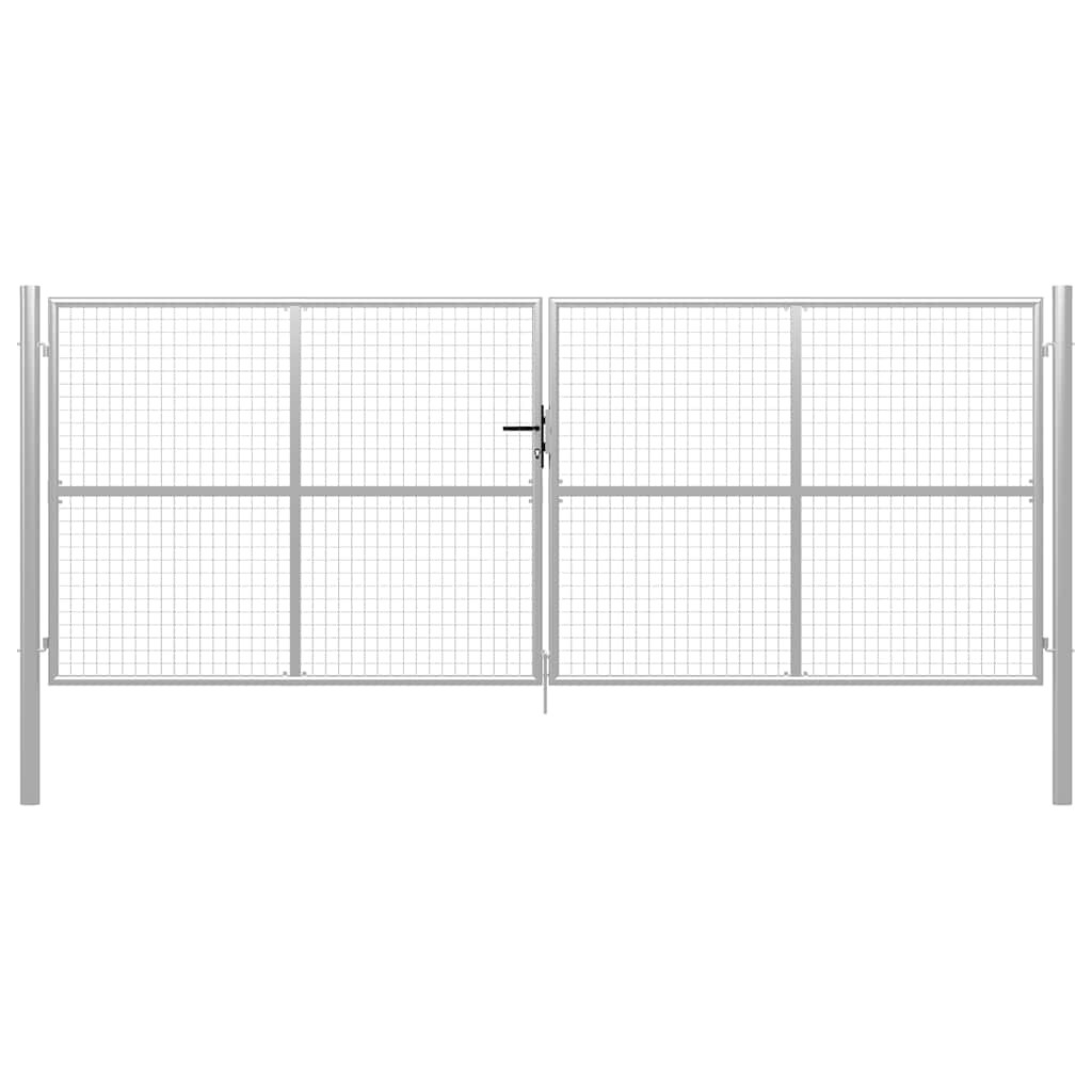 vidaXL Gartentor verzinkter Stahl 400 x 150 cm Silber