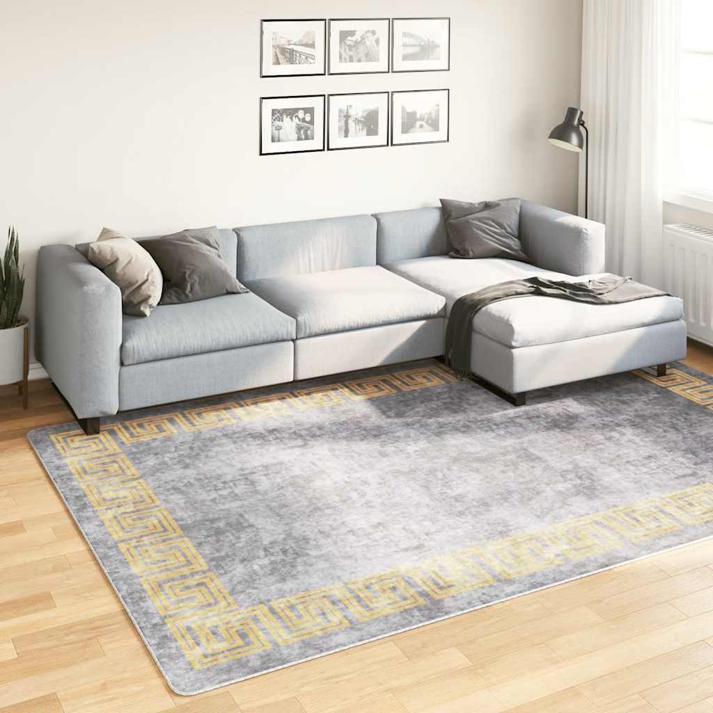 vidaXL Teppich Waschbar Grau 190x300 cm