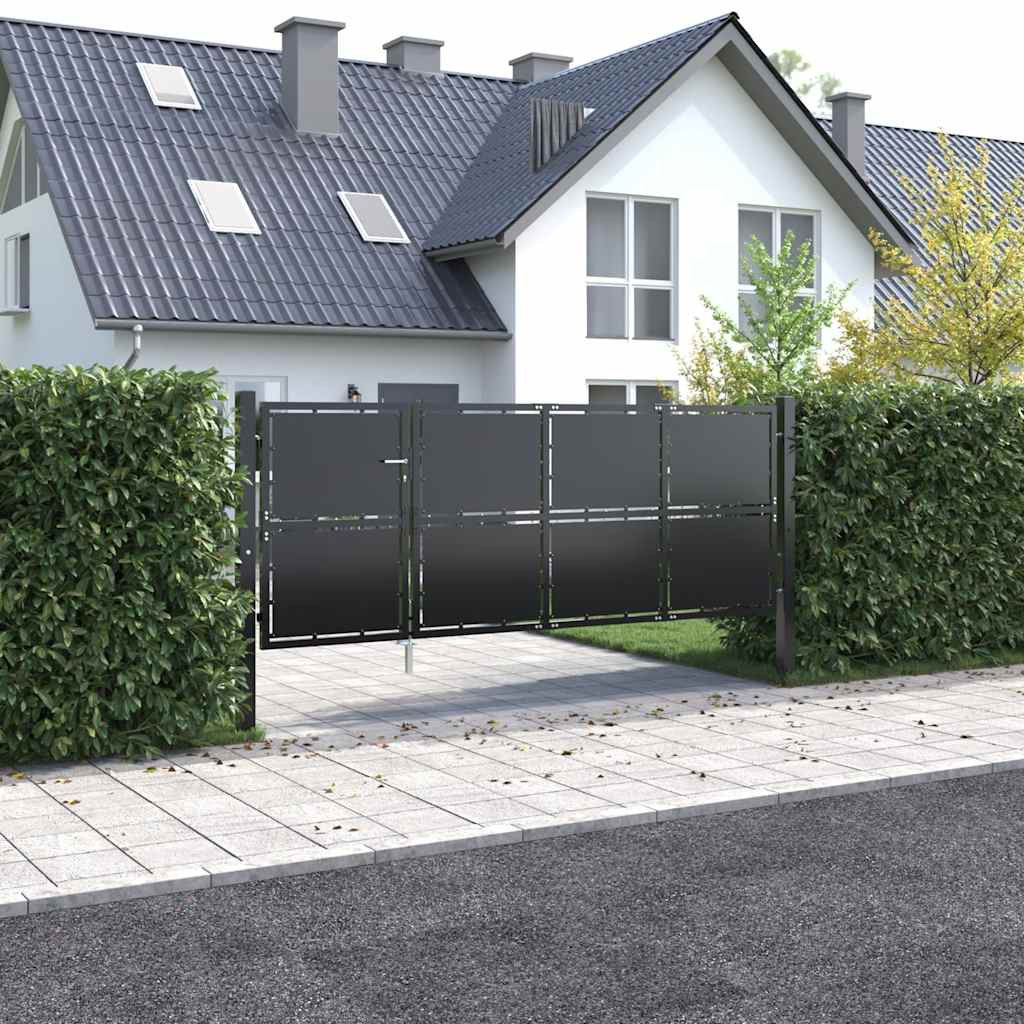 vidaXL Gartentor aus Stahl 350 x 125 cm Anthrazit