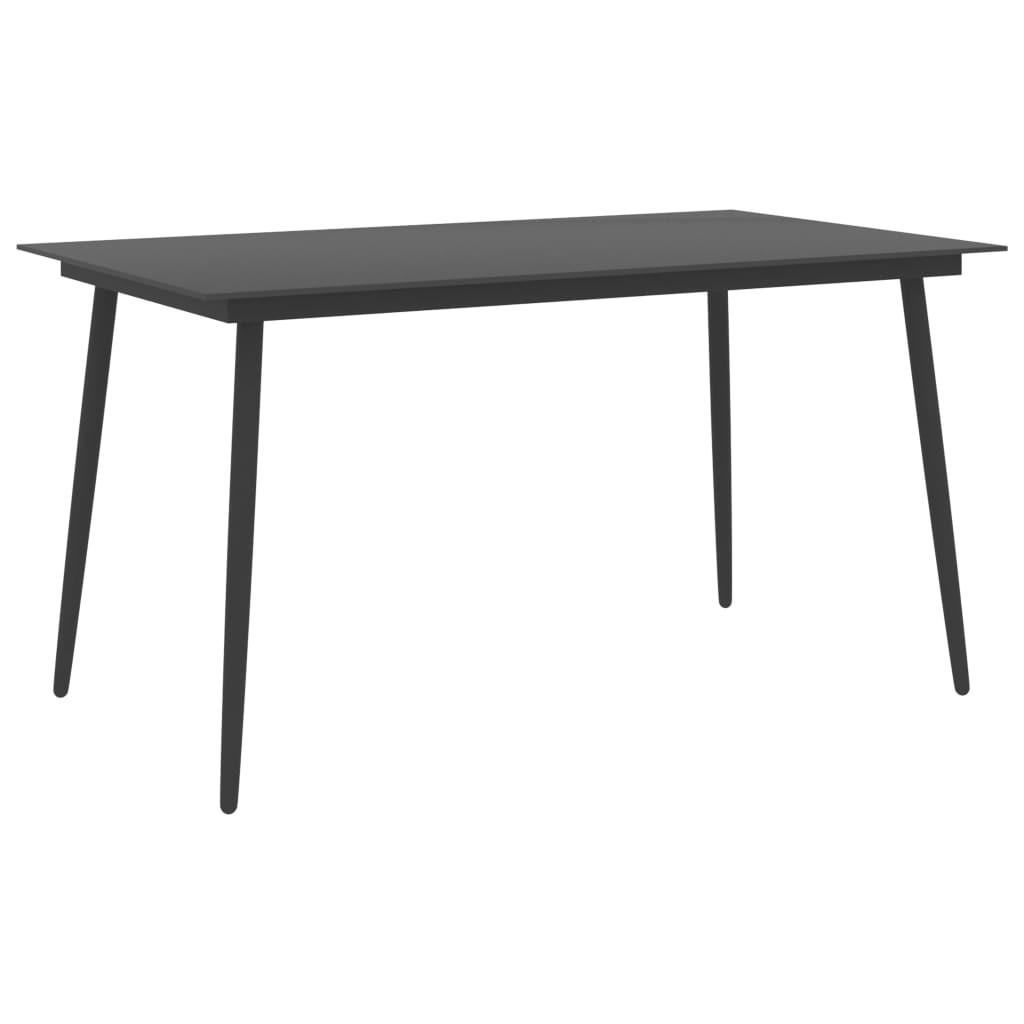 vidaXL Garten-Esstisch Schwarz 150x90x74 cm Stahl und Glas