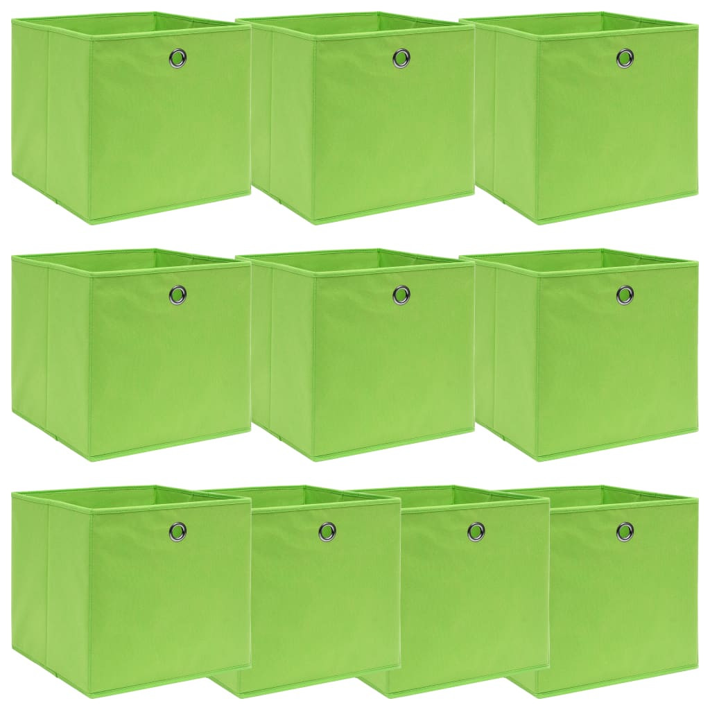 vidaXL Aufbewahrungsboxen 10 Stk. Grün 32x32x32 cm Stoff