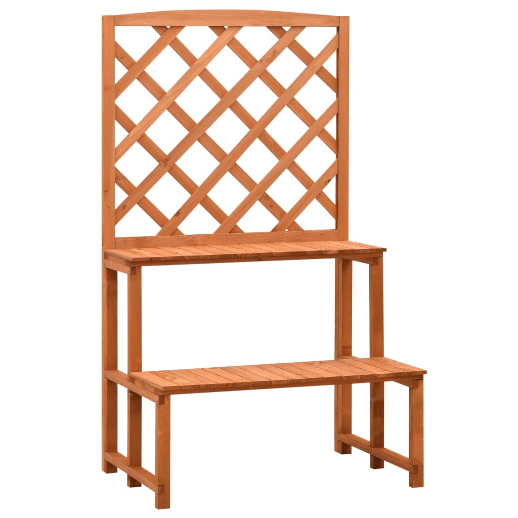vidaXL Blumentreppe mit Rankgitter Orange 70x42x120cm Massivholz Tanne