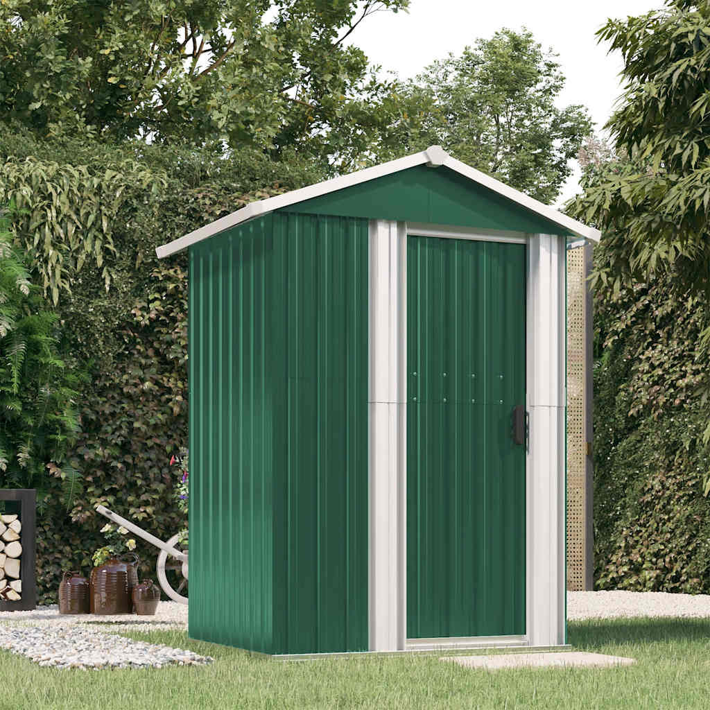 vidaXL Geräteschuppen Grün 126x97,5x177 cm Verzinkter Stahl