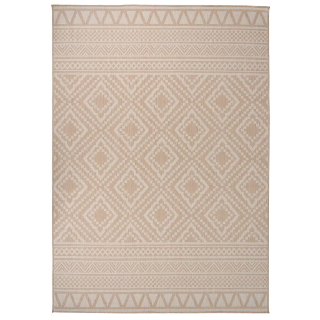 vidaXL Outdoor-Teppich Flachgewebe 140x200 cm Braun Gestreift