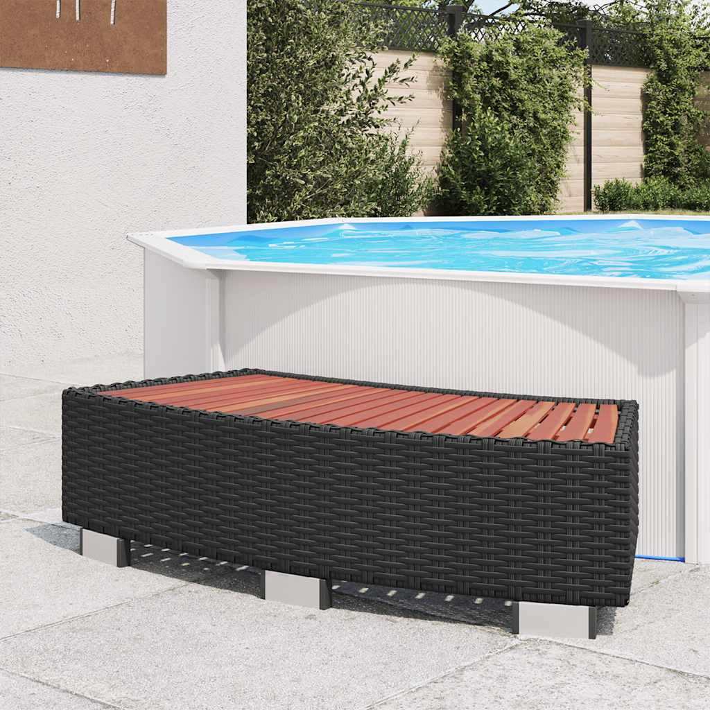 vidaXL Spa-Einstiegsstufe Poly Rattan 92×45×25 cm Schwarz