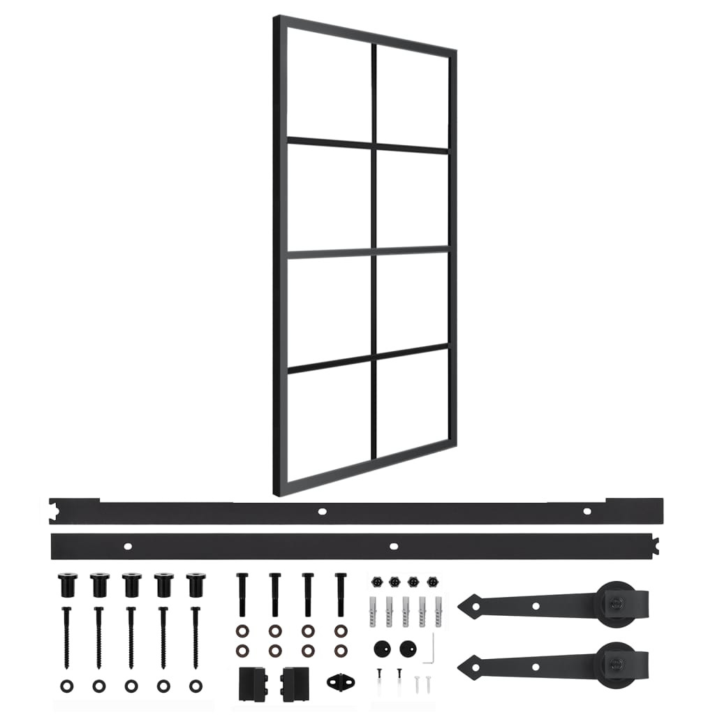 vidaXL Schiebetür Aluminium und ESG-Glas mit Beschlägen 102,5x205 cm
