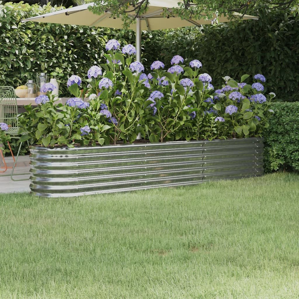 vidaXL Hochbeet Verzinkter Stahl 224x40x36 cm Silbern